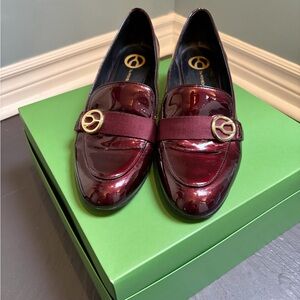 Elegant Burgundy Loafers with Gold Accent